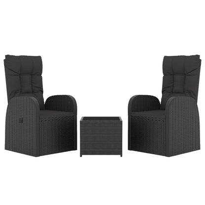 Set Mobili da Giardino 3 pz Nero Polyrattan e Acciaio | homemem39