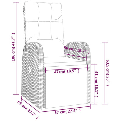 Set Mobili da Giardino 3 pz Nero Polyrattan e Acciaio | homemem39