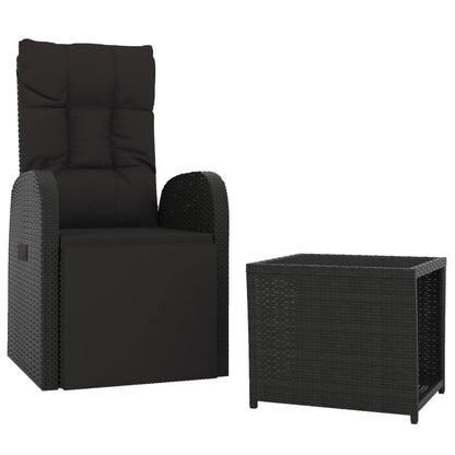 Set Mobili da Giardino 2 pz Nero Polyrattan e Acciaio | homemem39