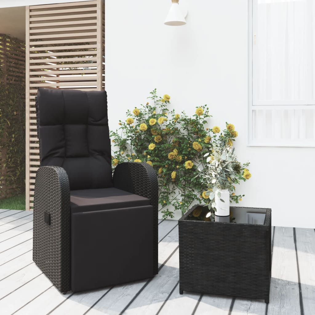 Set Mobili da Giardino 2 pz Nero Polyrattan e Acciaio | homemem39