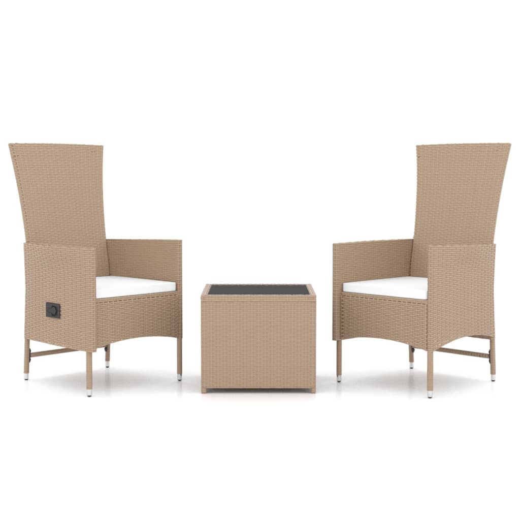 Set Mobili da Giardino 3 pz Beige Polyrattan e Acciaio | homemem39