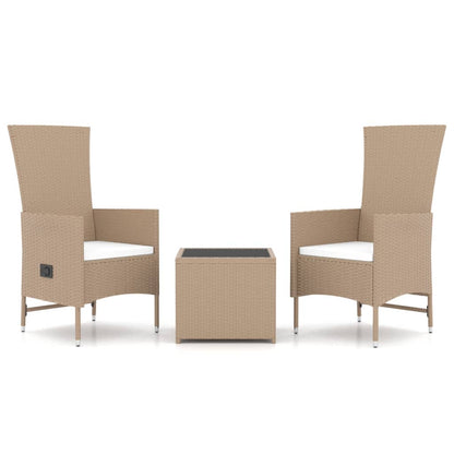 Set Mobili da Giardino 3 pz Beige Polyrattan e Acciaio | homemem39