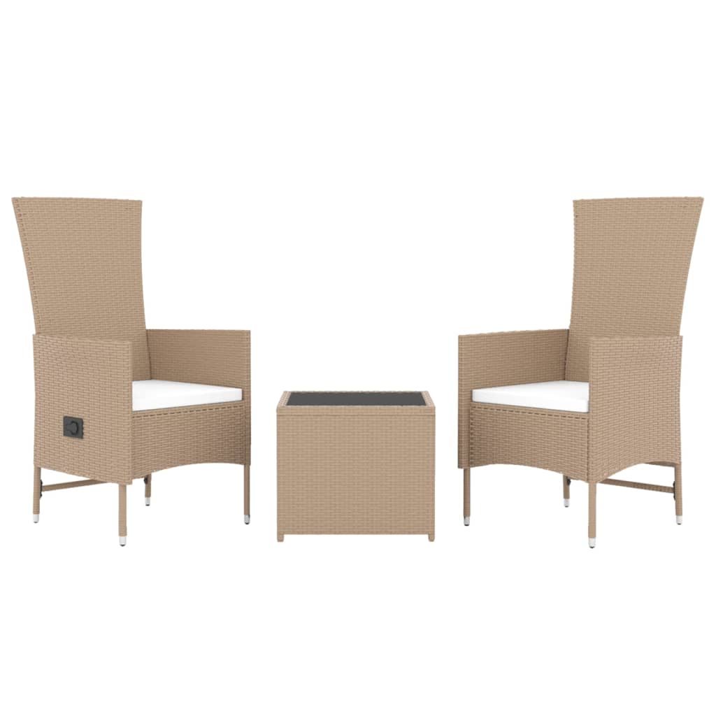Set Mobili da Giardino 3 pz Beige Polyrattan e Acciaio | homemem39
