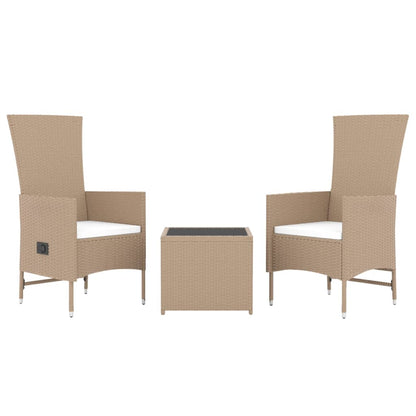 Set Mobili da Giardino 3 pz Beige Polyrattan e Acciaio | homemem39