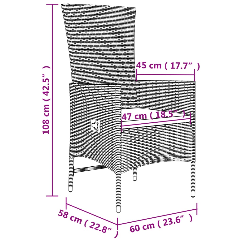 Set Mobili da Giardino 3 pz Beige Polyrattan e Acciaio | homemem39