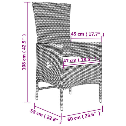 Set Mobili da Giardino 3 pz Beige Polyrattan e Acciaio | homemem39