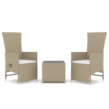Set Mobili da Giardino 3 pz Beige Polyrattan e Acciaio | homemem39