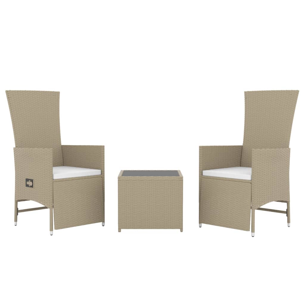 Set Mobili da Giardino 3 pz Beige Polyrattan e Acciaio | homemem39