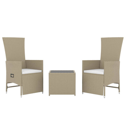 Set Mobili da Giardino 3 pz Beige Polyrattan e Acciaio | homemem39