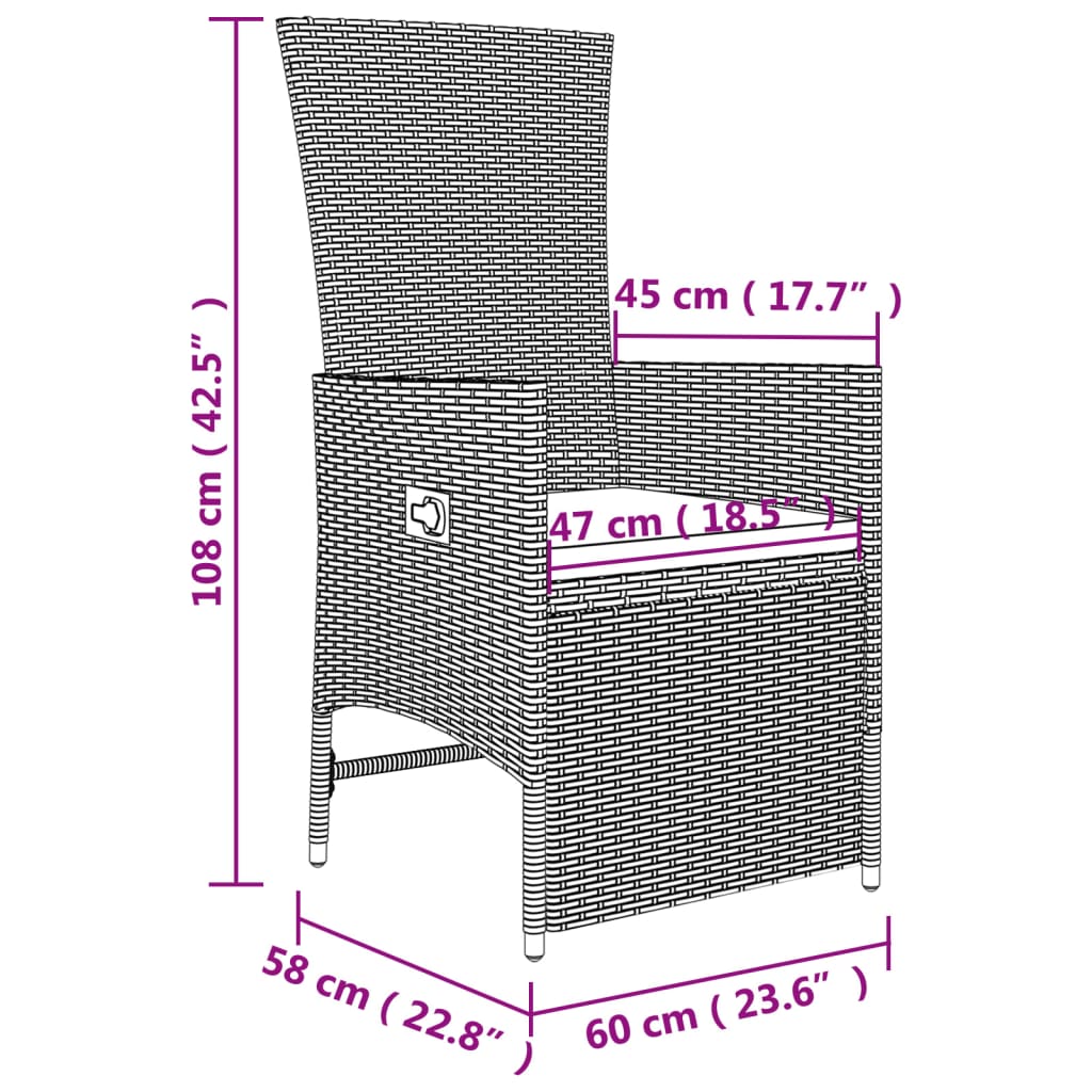 Set Mobili da Giardino 3 pz Beige Polyrattan e Acciaio | homemem39