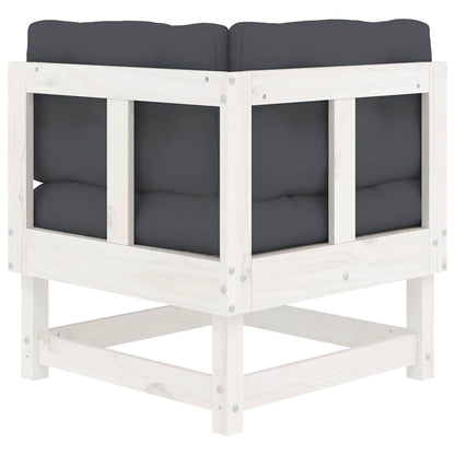 Divano Angolare con Cuscini in Legno Massello di Pino Bianco - homemem39