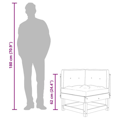 Divano Angolare con Cuscini in Legno Massello di Pino Grigio - homemem39