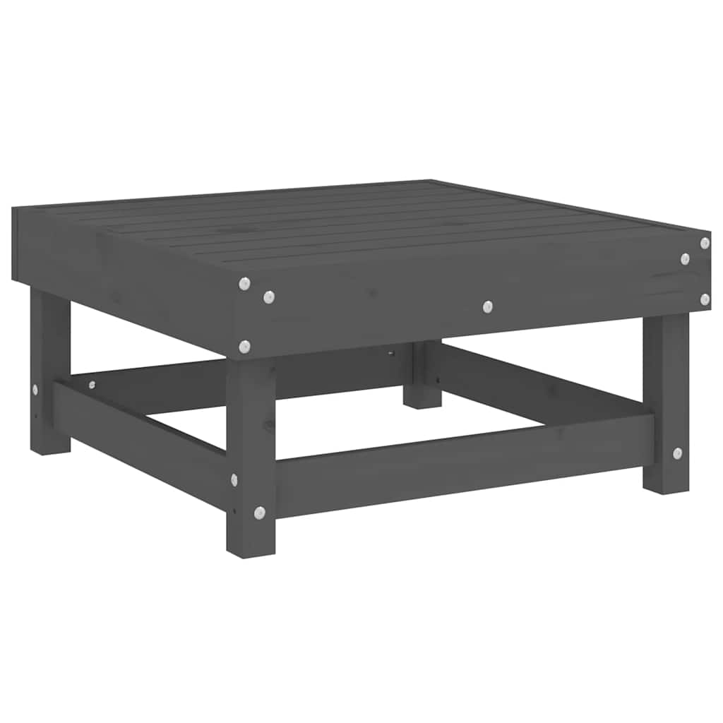 Poggiapiedi da Giardino con Cuscino Legno Massello Pino Grigio | homemem39