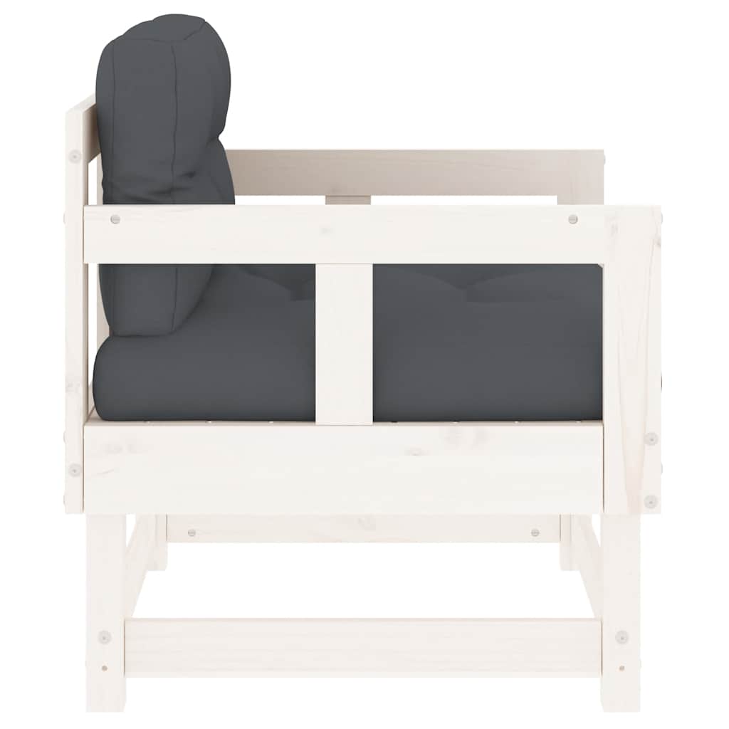 Sedie da Giardino con Cuscini 2pz Legno Massello di Pino Bianco - homemem39