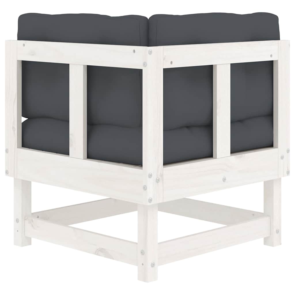 Divani Angolari con Cuscini 2 pz Legno Massello di Pino Bianco