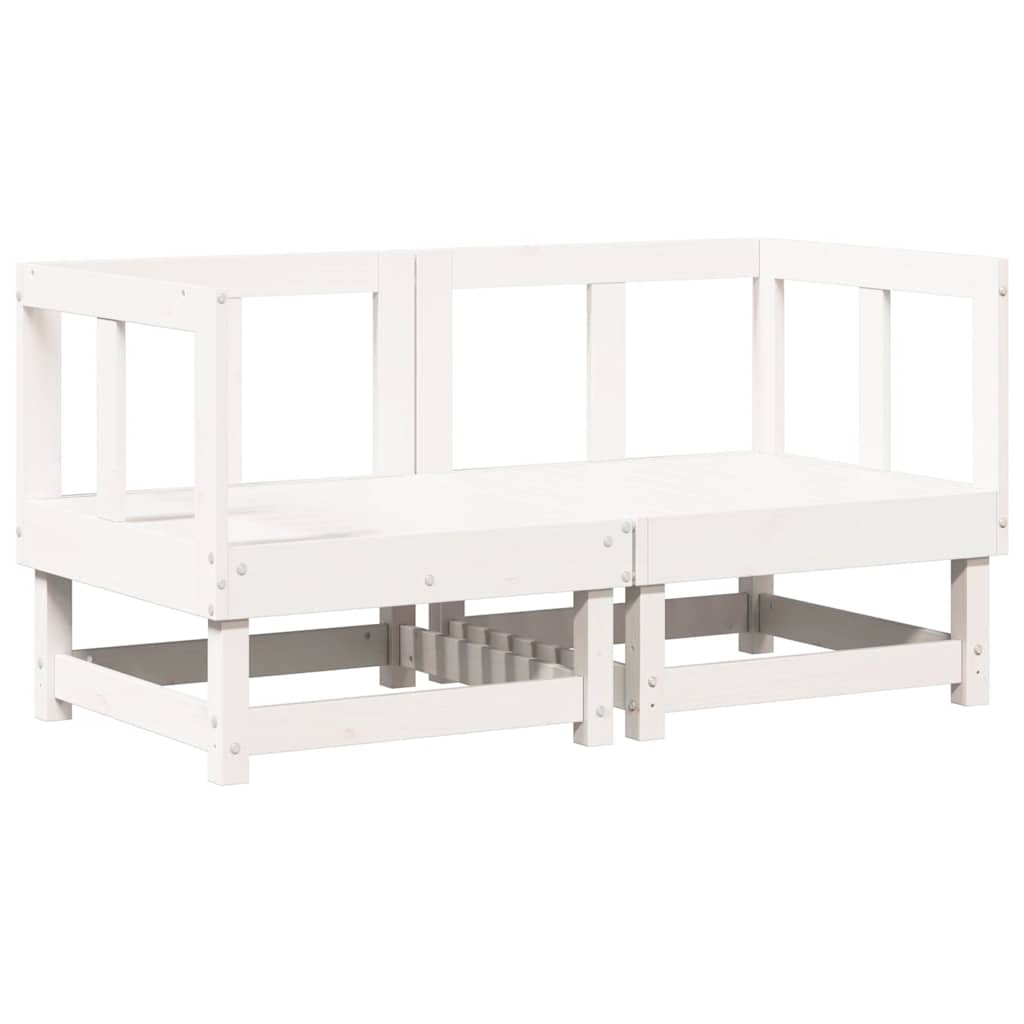 Divani Angolari con Cuscini 2 pz Legno Massello di Pino Bianco