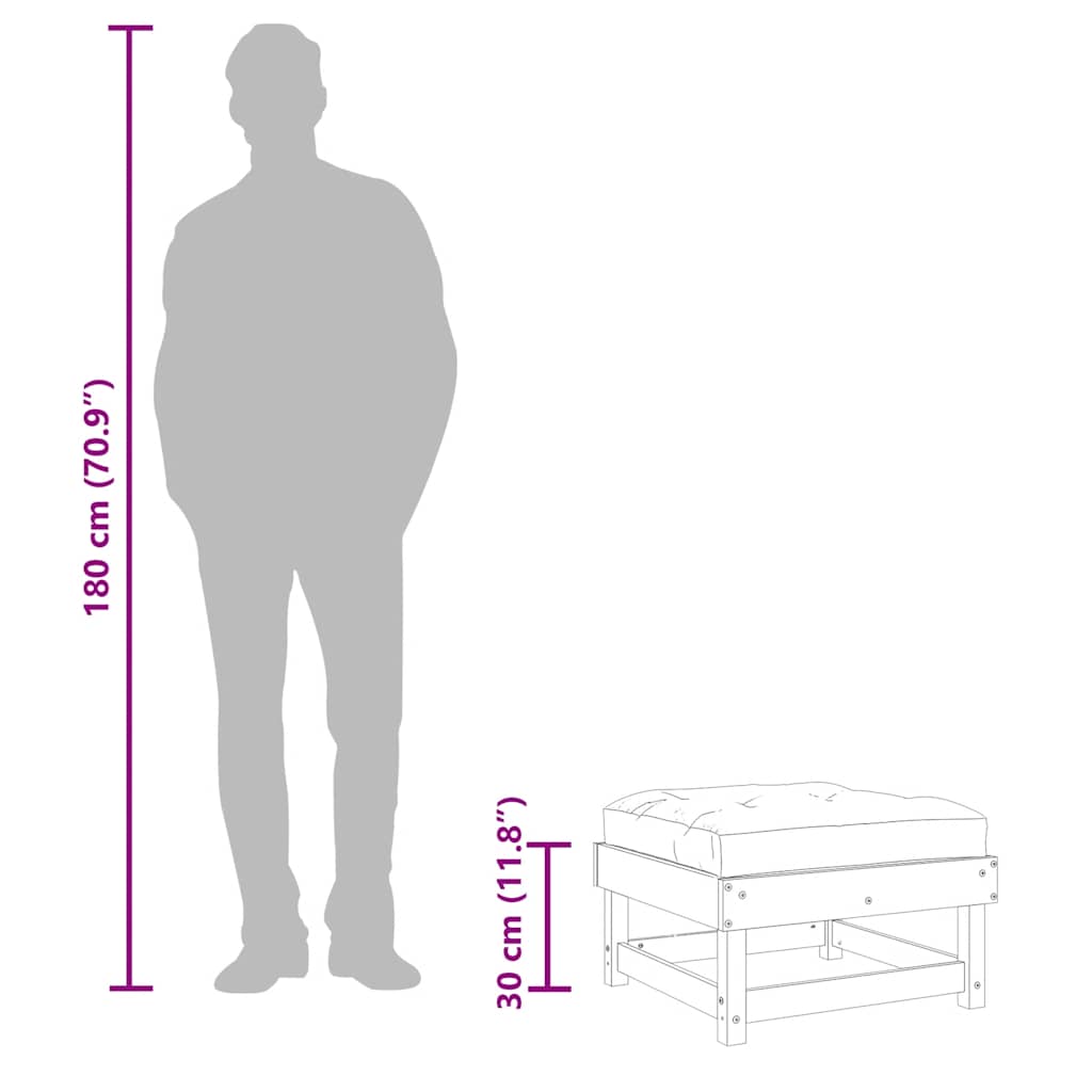 Poggiapiedi da Giardino con Cuscini 2 pz Legno Massello di Pino