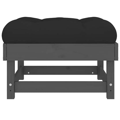 Poggiapiedi Giardino con Cuscini 2pz Legno Massello Pino Grigio | homemem39