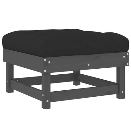 Poggiapiedi Giardino con Cuscini 2pz Legno Massello Pino Grigio | homemem39