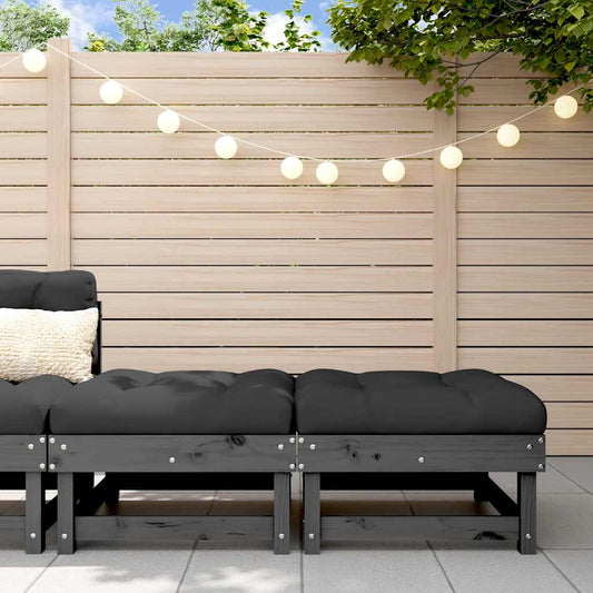 Poggiapiedi Giardino con Cuscini 2pz Legno Massello Pino Grigio | homemem39