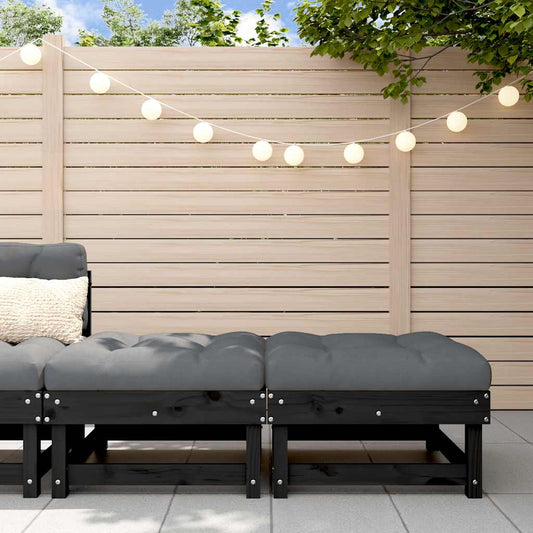 Poggiapiedi Giardino con Cuscini 2pz Legno Massello Pino Nero | homemem39