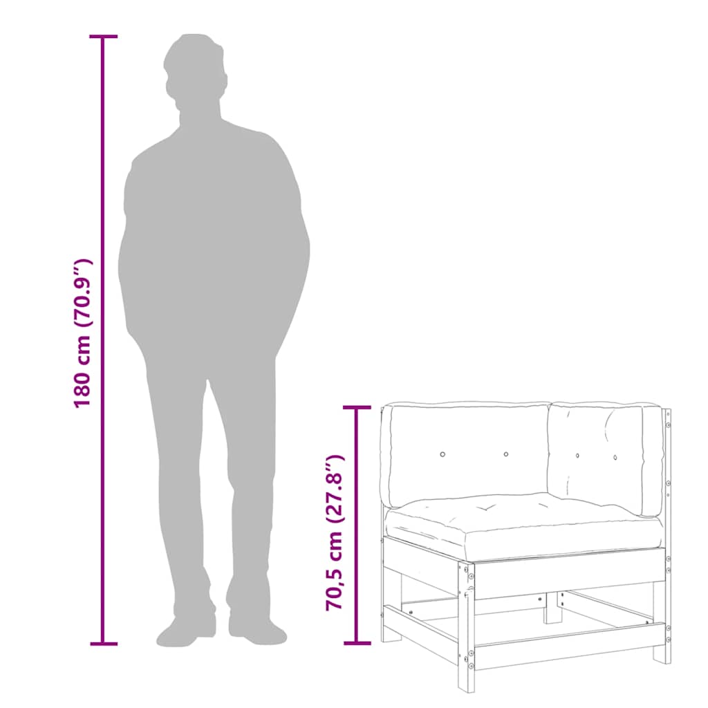 Divano Angolare con Cuscini in Legno Massello di Douglas - homemem39