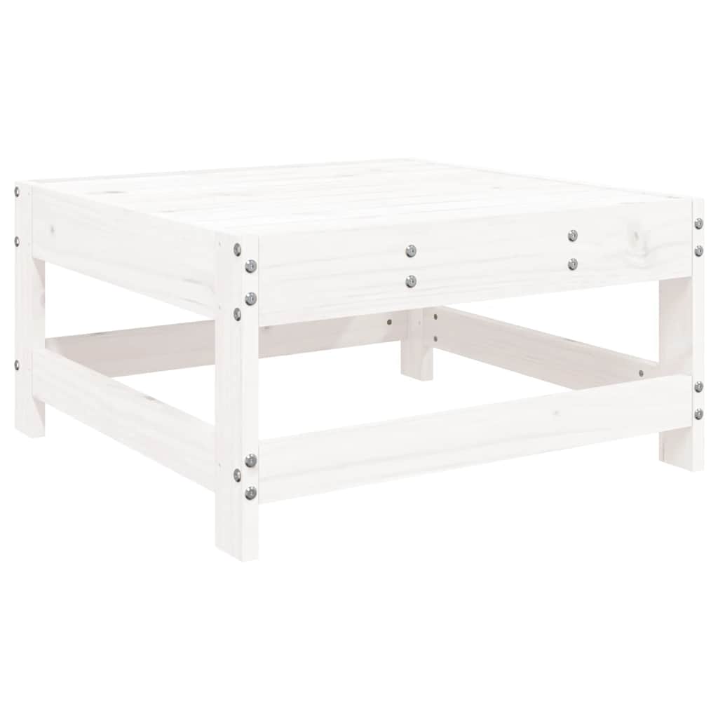 Poggiapiedi da Giardino con Cuscino Legno Massello Pino Bianco