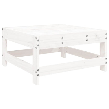 Poggiapiedi da Giardino con Cuscino Legno Massello Pino Bianco