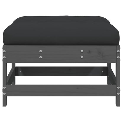 Poggiapiedi da Giardino con Cuscino Legno Massello Pino Grigio - homemem39