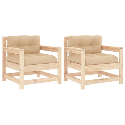 Sedie da Giardino con Cuscini 2 pz Legno Massello di Pino | homemem39