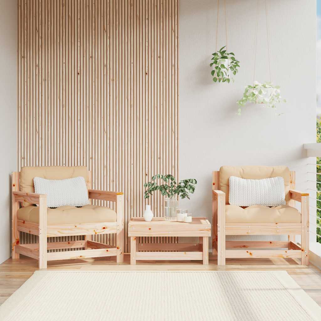 Sedie da Giardino con Cuscini 2 pz Legno Massello di Pino | homemem39