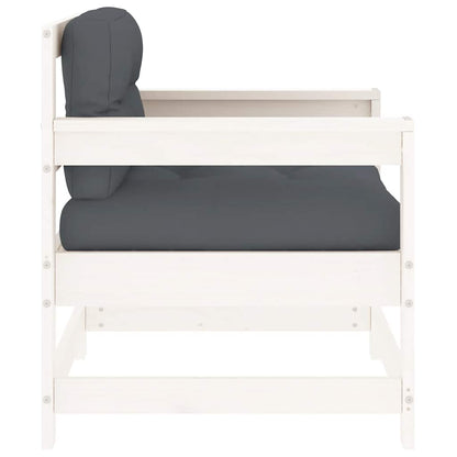 Sedie da Giardino con Cuscini 2pz Legno Massello di Pino Bianco | homemem39