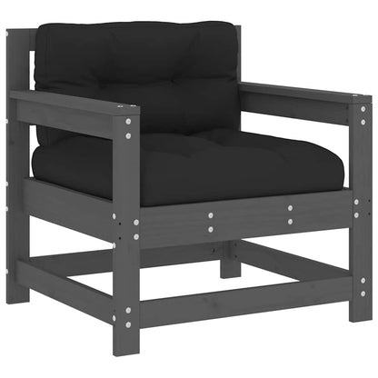 Sedie da Giardino con Cuscini 2pz Legno Massello di Pino Grigio | homemem39