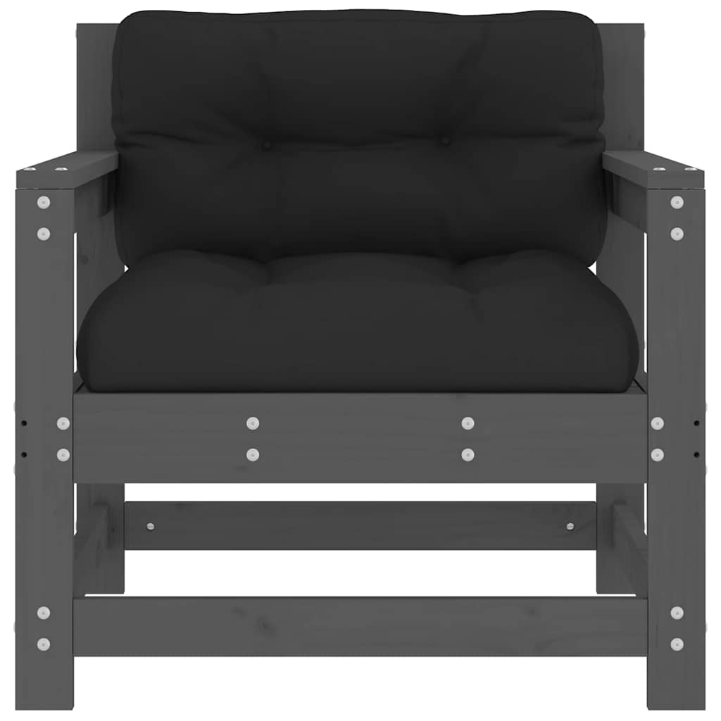 Sedie da Giardino con Cuscini 2pz Legno Massello di Pino Grigio