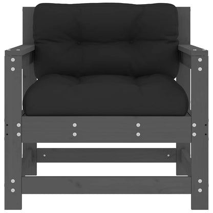 Sedie da Giardino con Cuscini 2pz Legno Massello di Pino Grigio