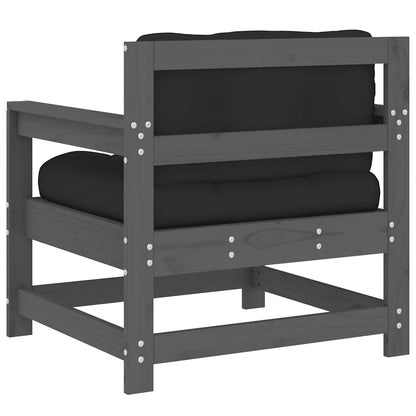 Sedie da Giardino con Cuscini 2pz Legno Massello di Pino Grigio | homemem39