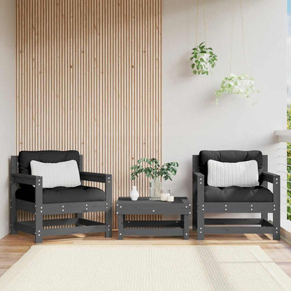 Sedie da Giardino con Cuscini 2pz Legno Massello di Pino Grigio | homemem39
