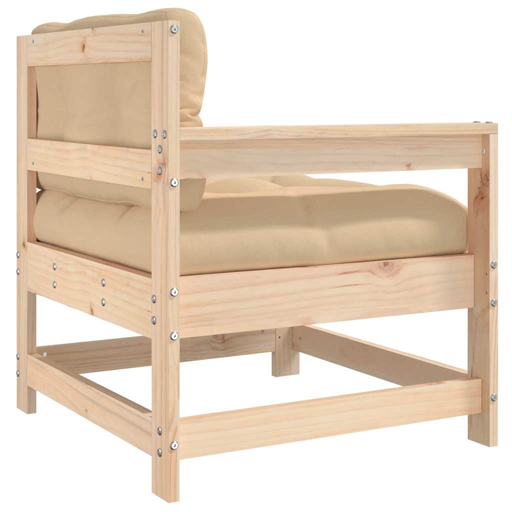 Sedia da Giardino con Cuscini in Legno Massello di Pino | homemem39