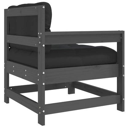 Sedia da Giardino con Cuscini in Legno Massello di Pino Grigio - homemem39