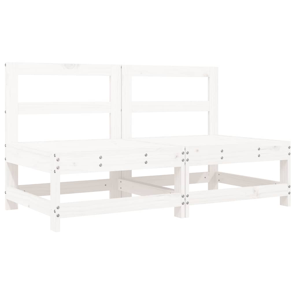 Divani Centrali con Cuscini 2 pz Legno Massello di Pino Bianco | homemem39