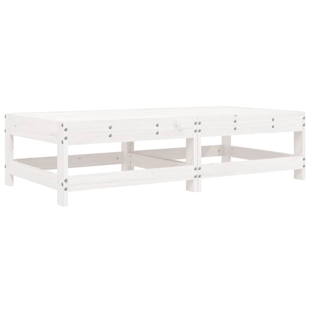 Poggiapiedi Giardino con Cuscini 2pz Legno Massello Pino Bianco