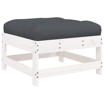 Poggiapiedi Giardino con Cuscini 2pz Legno Massello Pino Bianco | homemem39