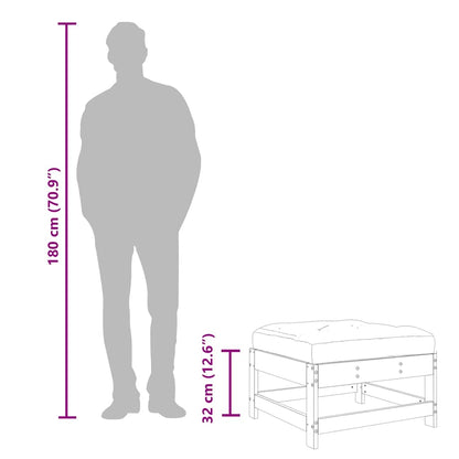 Poggiapiedi Giardino con Cuscini 2pz Legno Massello Pino Bianco