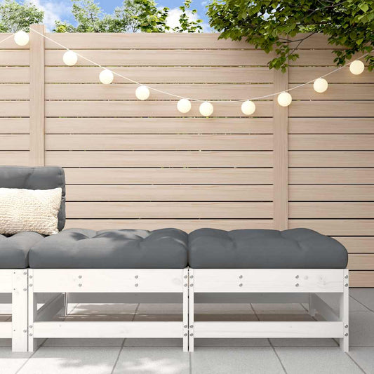 Poggiapiedi Giardino con Cuscini 2pz Legno Massello Pino Bianco | homemem39