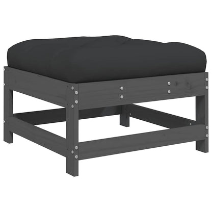 Poggiapiedi Giardino con Cuscini 2pz Legno Massello Pino Grigio | homemem39