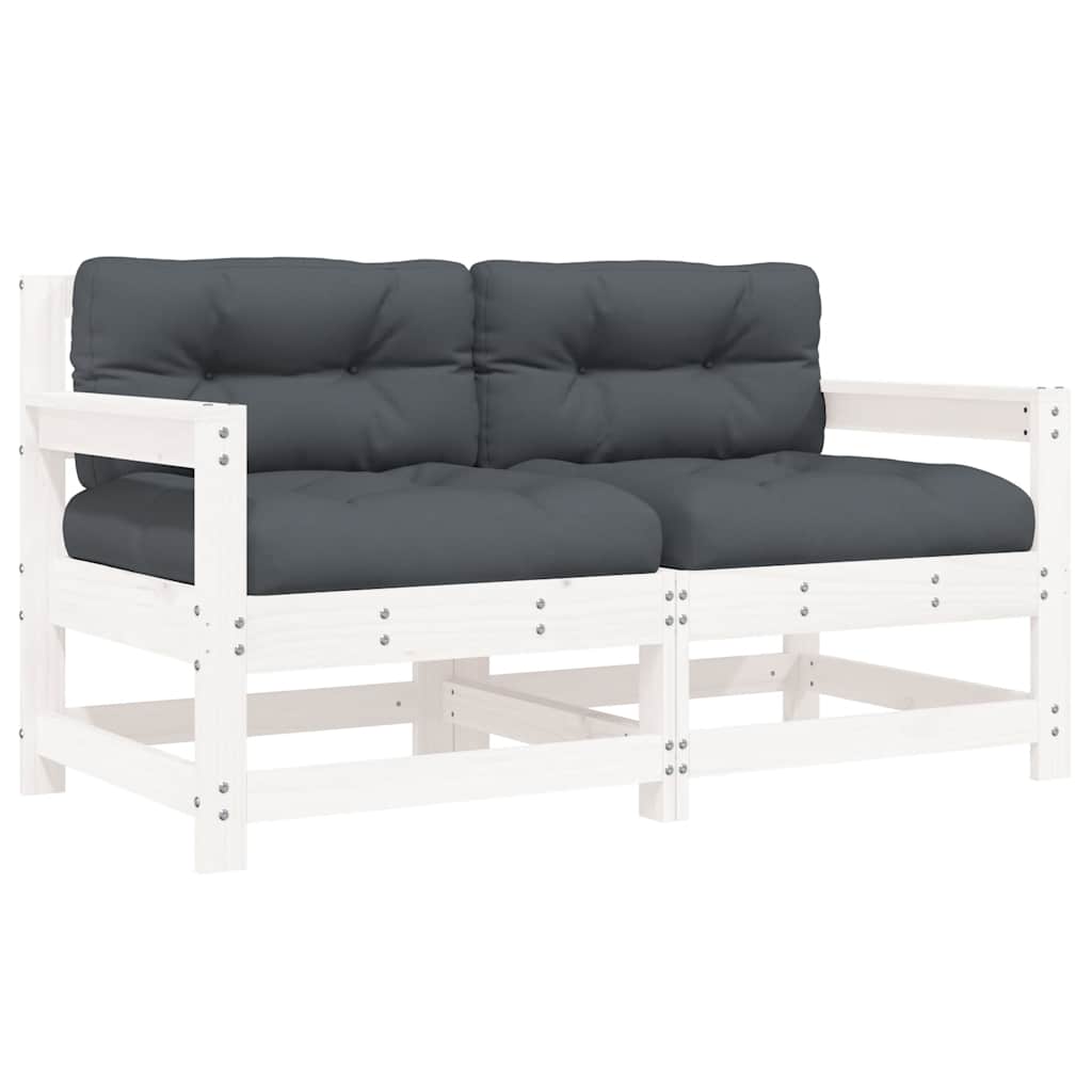 Sedie da Giardino con Cuscini 2pz Legno Massello di Pino Bianco