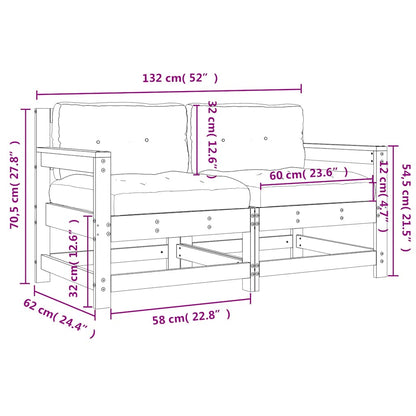 Sedie da Giardino con Cuscini 2pz Legno Massello di Pino Bianco