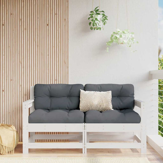Sedie da Giardino con Cuscini 2pz Legno Massello di Pino Bianco | homemem39