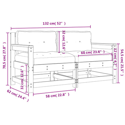 Sedie da Giardino con Cuscini 2pz Legno Massello di Pino Nero - homemem39