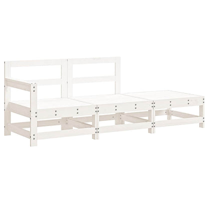 Set Divani da Giardino 3pz con Cuscini in Legno Massello Bianco | homemem39